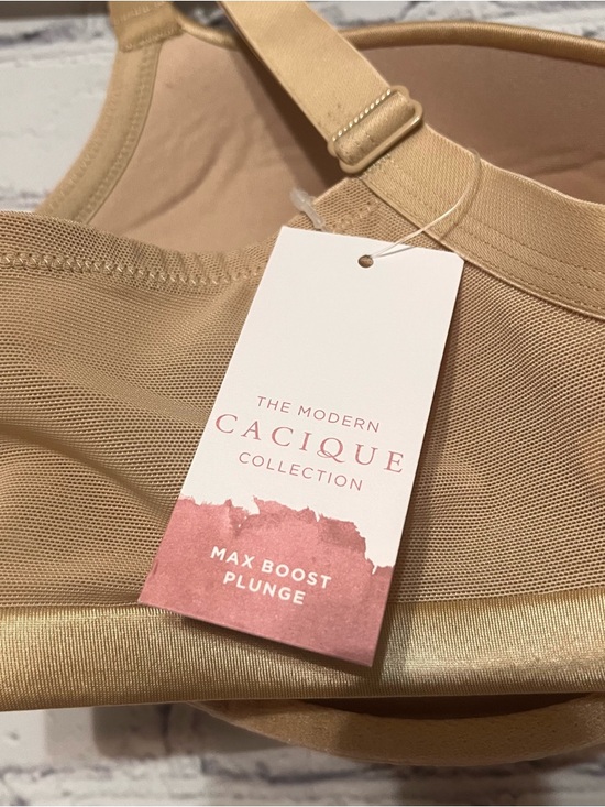 Cacique Max Boost Plunge Everyday Push Up Underwire Bra Tan Natural Nude 38 DDD - Picture 7 of 10